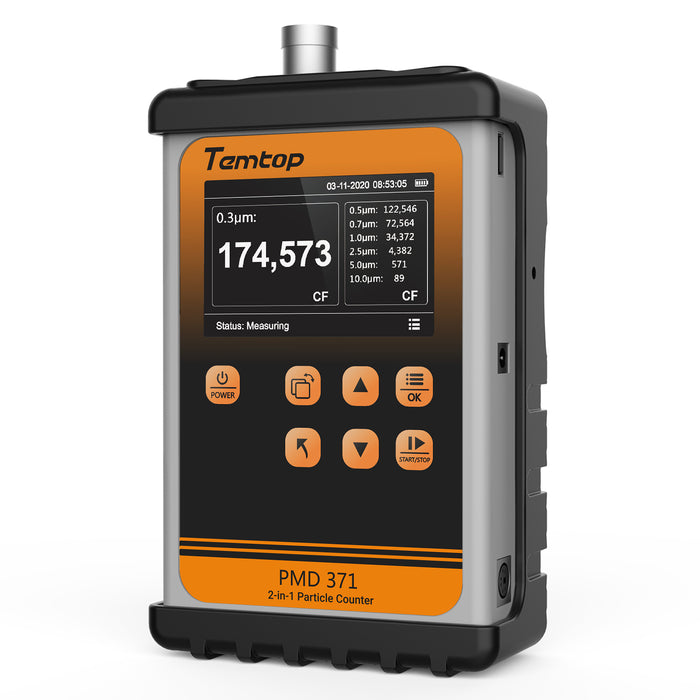 Temtop PMD 371 Aerosol Monitor Handheld Particle Counter Dust Monitor, Seven Outputs of Particle Numbers, Concentrations of Five Particles Types