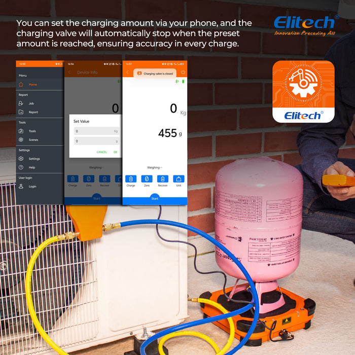 Elitech LMC-310 kabellose Kältemittelwaage, HVAC-Gewichtswaage mit Übergewichtsschutz, 220 lbs/100 kg