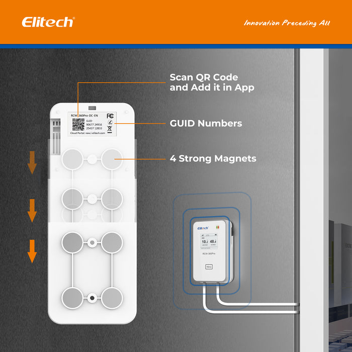 Elitech RCW-360Pro WiFi Temperature Data Logger, remoto Data Logger in tempo reale, archiviazione dei dati di app/cloud (è necessario acquistare la sonda separatamente)