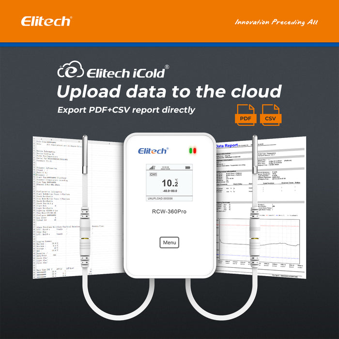 Elitech RCW-360Pro WiFi Temperature Data Logger, remoto Data Logger in tempo reale, archiviazione dei dati di app/cloud (è necessario acquistare la sonda separatamente)