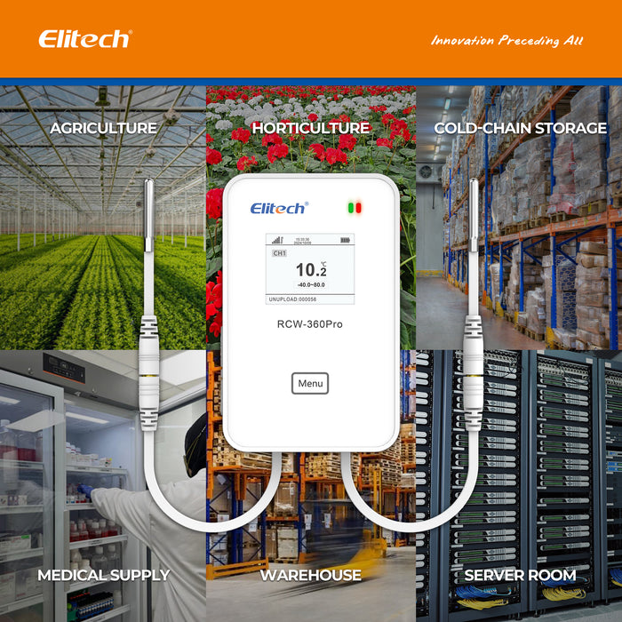Elitech RCW-360Pro WiFi Temperature Data Logger, remoto Data Logger in tempo reale, archiviazione dei dati di app/cloud (è necessario acquistare la sonda separatamente)