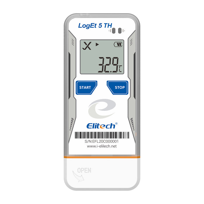 Elitech LogEt 5 TH Registrador de datos de temperatura y humedad Grabador reutilizable, datos de sombra, informe automático PDF/CSV, 32000 puntos