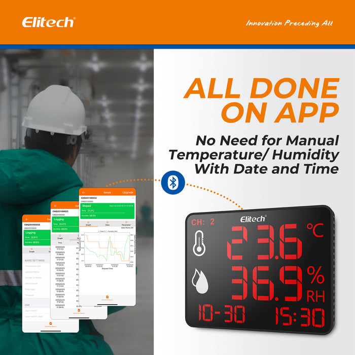 Elitech DR-230 Bluetooth Data Logger Alta precisión Termómetro de higrómetro digital 30000 Puntos